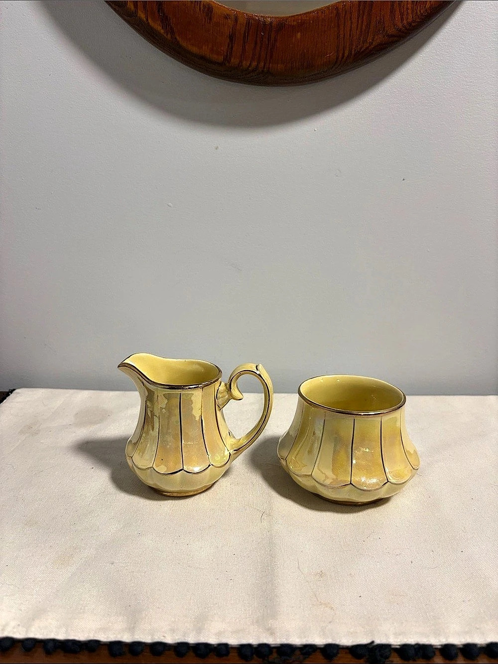 1940’s Yellow Gold-Tone Creamer & Sugar Bowl Set